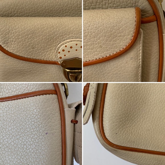 Vintage Dooney & Bourke Tan Leather Crossbody Bag Leather Two Tone Brown Taupe - Picture 14 of 14